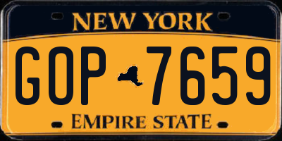 NY license plate GOP7659