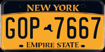 NY license plate GOP7667