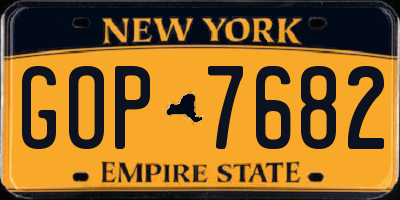 NY license plate GOP7682