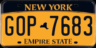 NY license plate GOP7683