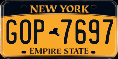 NY license plate GOP7697