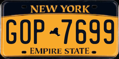 NY license plate GOP7699