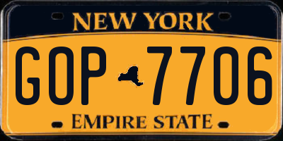 NY license plate GOP7706