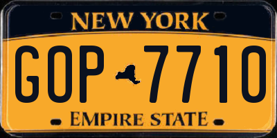 NY license plate GOP7710