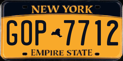 NY license plate GOP7712