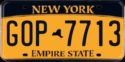 NY license plate GOP7713