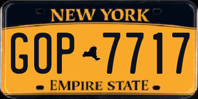 NY license plate GOP7717