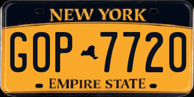 NY license plate GOP7720