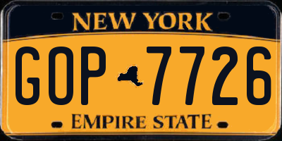 NY license plate GOP7726