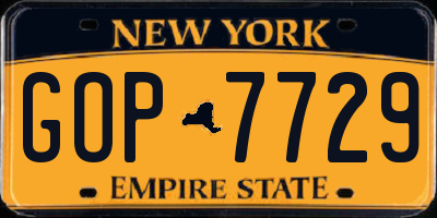 NY license plate GOP7729