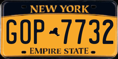 NY license plate GOP7732