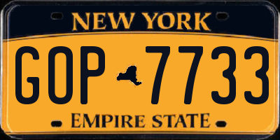 NY license plate GOP7733