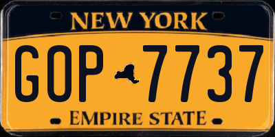 NY license plate GOP7737
