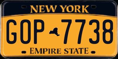 NY license plate GOP7738