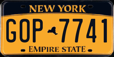 NY license plate GOP7741
