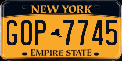NY license plate GOP7745