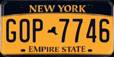 NY license plate GOP7746