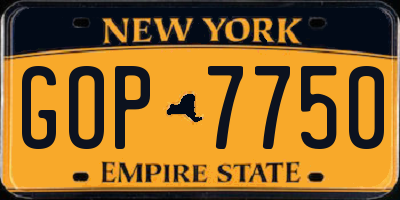 NY license plate GOP7750
