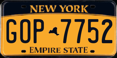 NY license plate GOP7752