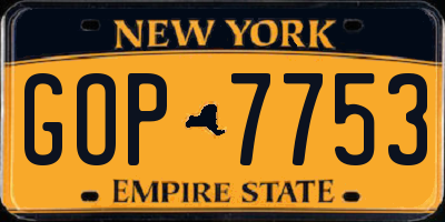 NY license plate GOP7753