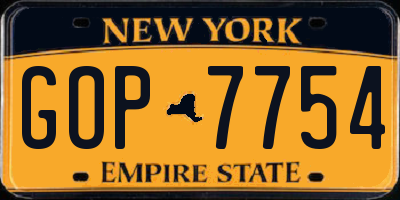 NY license plate GOP7754