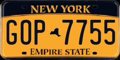 NY license plate GOP7755