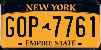 NY license plate GOP7761