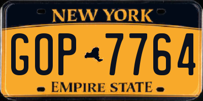 NY license plate GOP7764