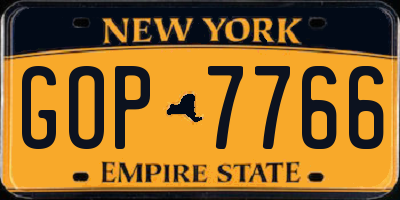 NY license plate GOP7766