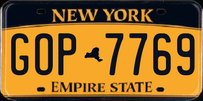NY license plate GOP7769