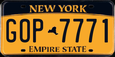 NY license plate GOP7771