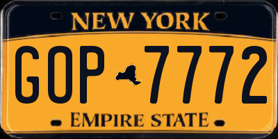 NY license plate GOP7772