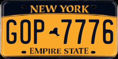 NY license plate GOP7776