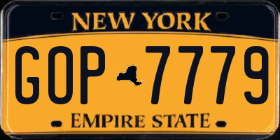 NY license plate GOP7779