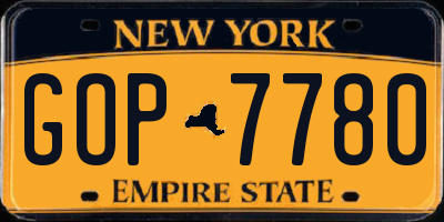 NY license plate GOP7780