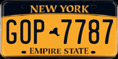 NY license plate GOP7787