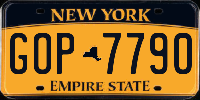 NY license plate GOP7790