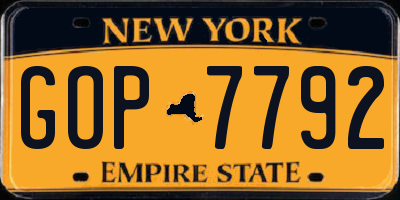 NY license plate GOP7792