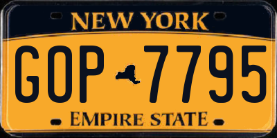NY license plate GOP7795