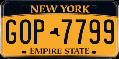 NY license plate GOP7799