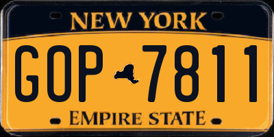NY license plate GOP7811