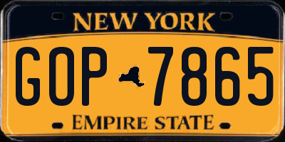 NY license plate GOP7865