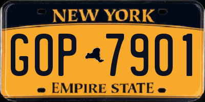 NY license plate GOP7901