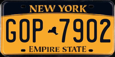 NY license plate GOP7902