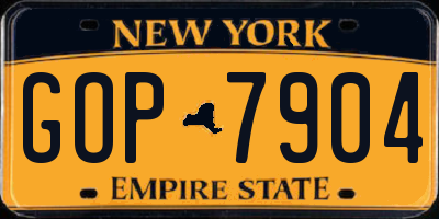 NY license plate GOP7904