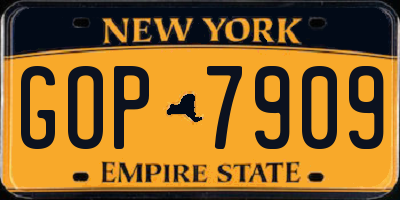 NY license plate GOP7909
