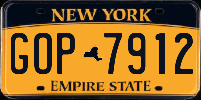 NY license plate GOP7912