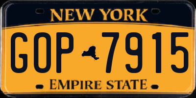 NY license plate GOP7915
