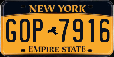 NY license plate GOP7916