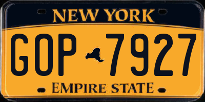 NY license plate GOP7927